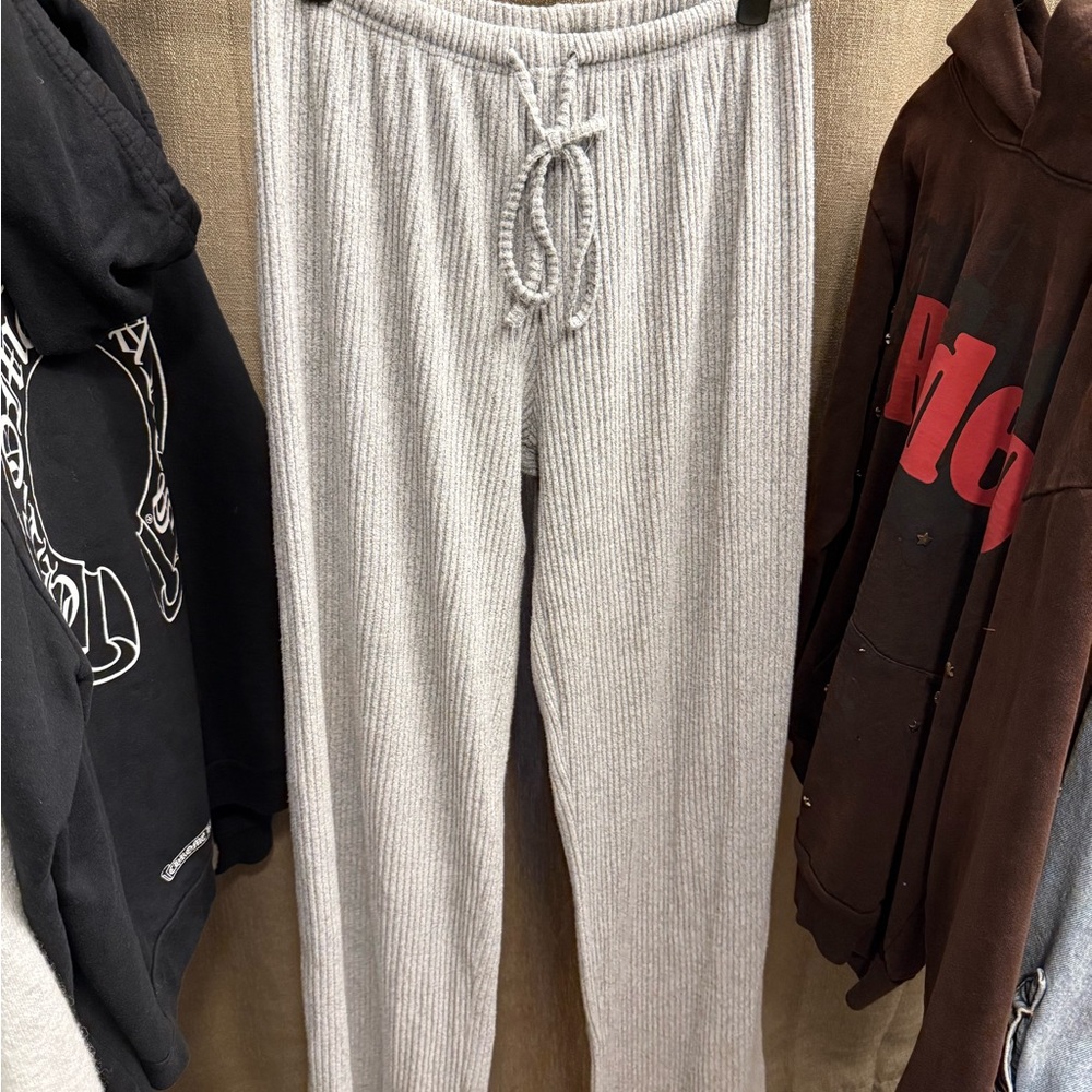SHEIN Gray Ribbed Pajama Pants